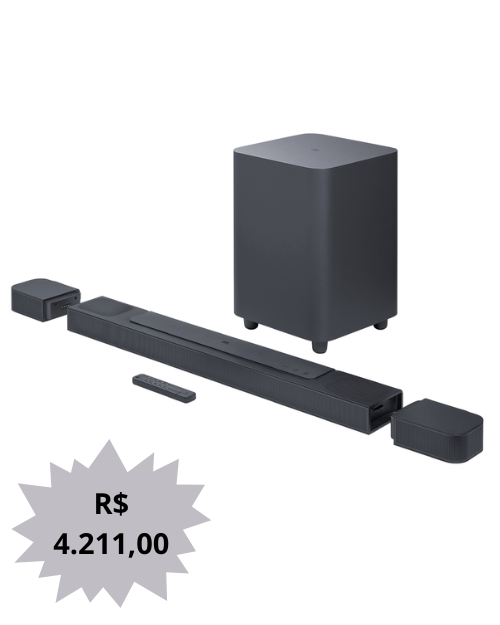 SOUNDBAR JBL BAR800 5.1.2 CANAIS C/ PONTEIRAS DESTACAVEIS MULTIBEAM DOLBY ATMOS DTSX 360W E WIFI BIVOLT