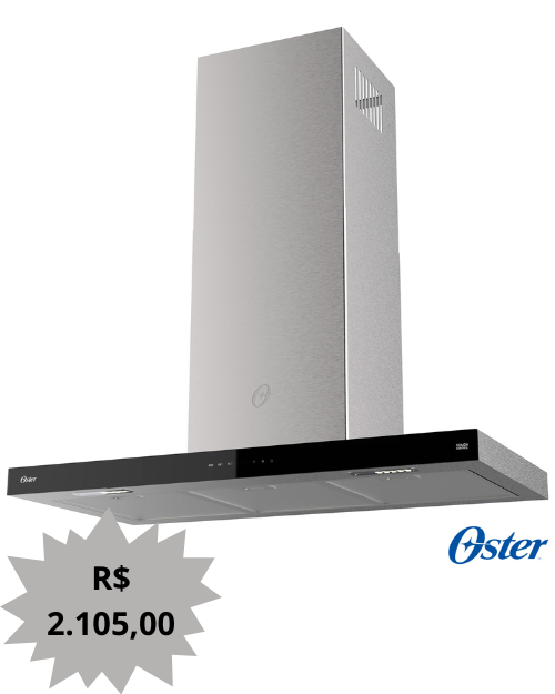 Coifa de Parede Oster 90 cm com 03 Velocidades, Painel Touch Control - OCFA690 110V