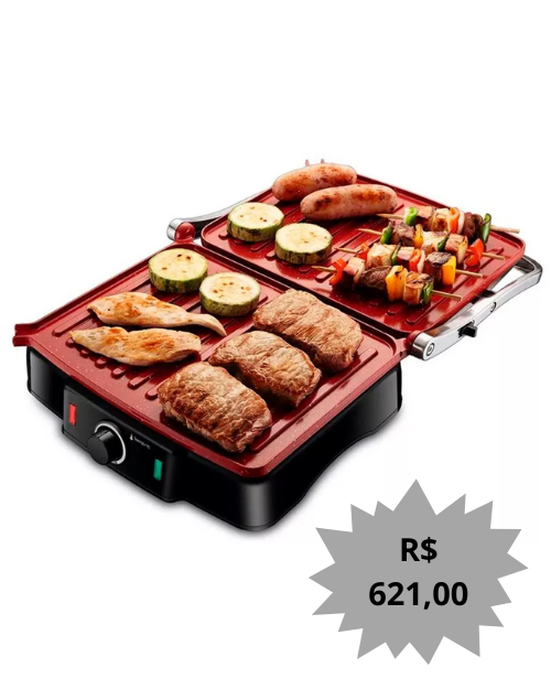 Grill Mondial, Press Grill 180 110v, Vermelho, 1800w