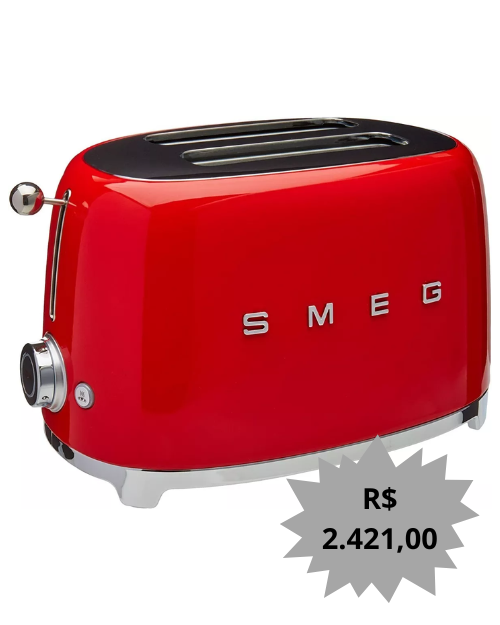 Torradeira Smeg 1950's Tsf01 Estilo Vintage Retro Vermelho 110V