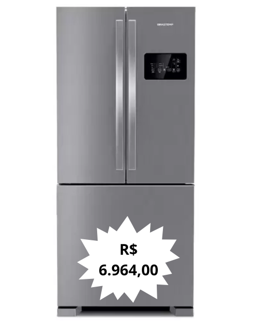 Geladeira Brastemp Frost Free Side Inverse 3 Portas A+++ 554 litros cor Inox - BRO85AK - 110V